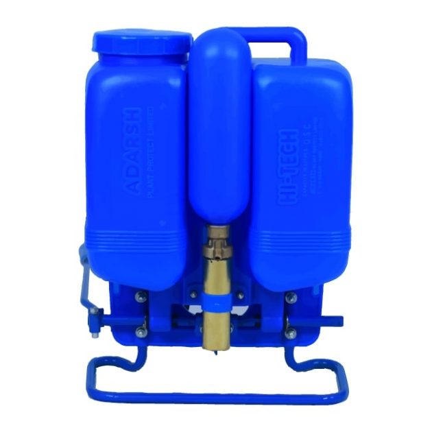Hi-Tech Hand Pump Knapsack Sprayer with HDPE Pressure Chamber outside 16litre HDPE Tank Frontview Photo